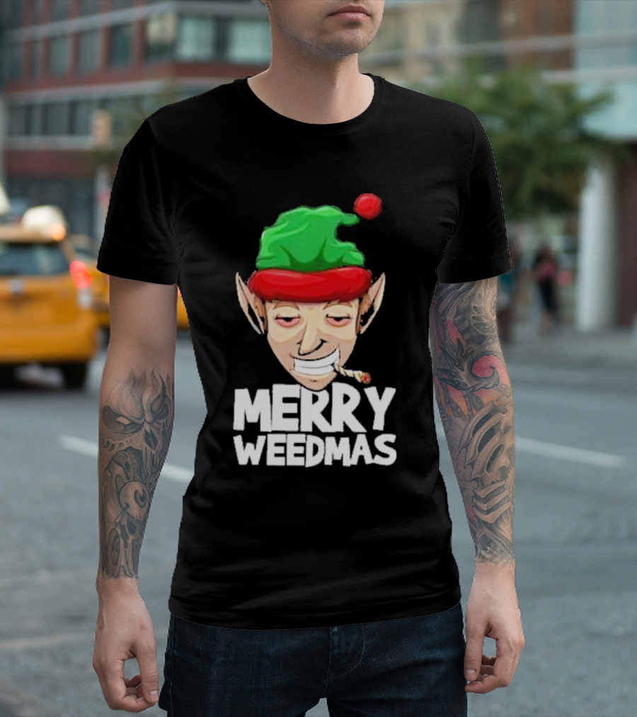 Merry Weedmas Elf Smoking 420 T-Shirt