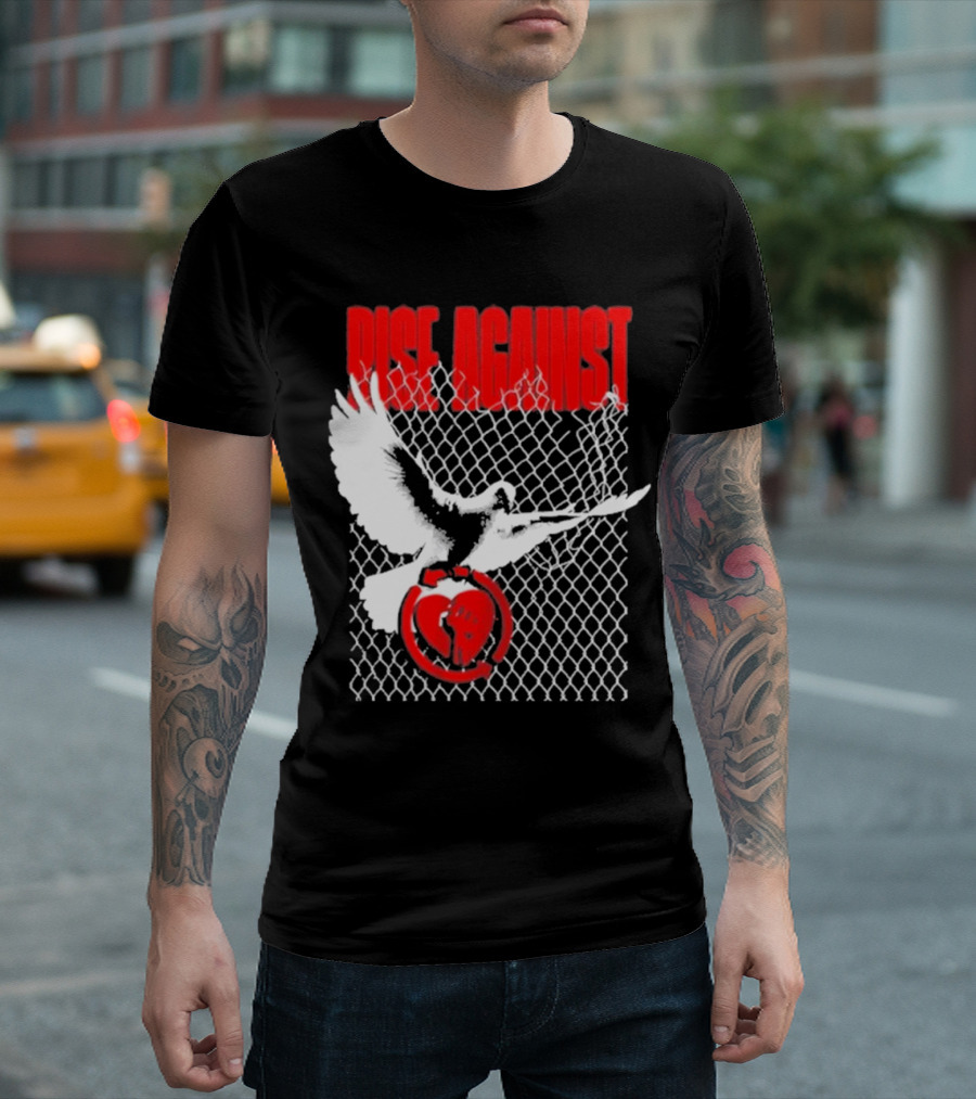 Rise Against Caged Dove Heart Symbol T-Shirt