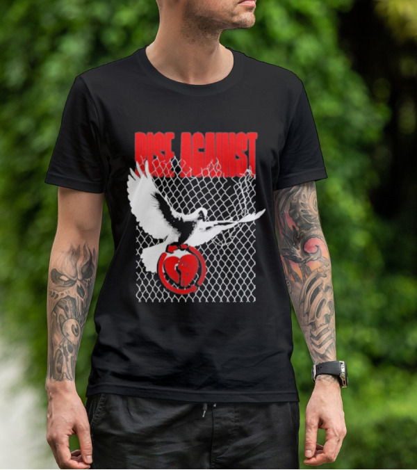 Rise Against Caged Dove Heart Symbol T-Shirt