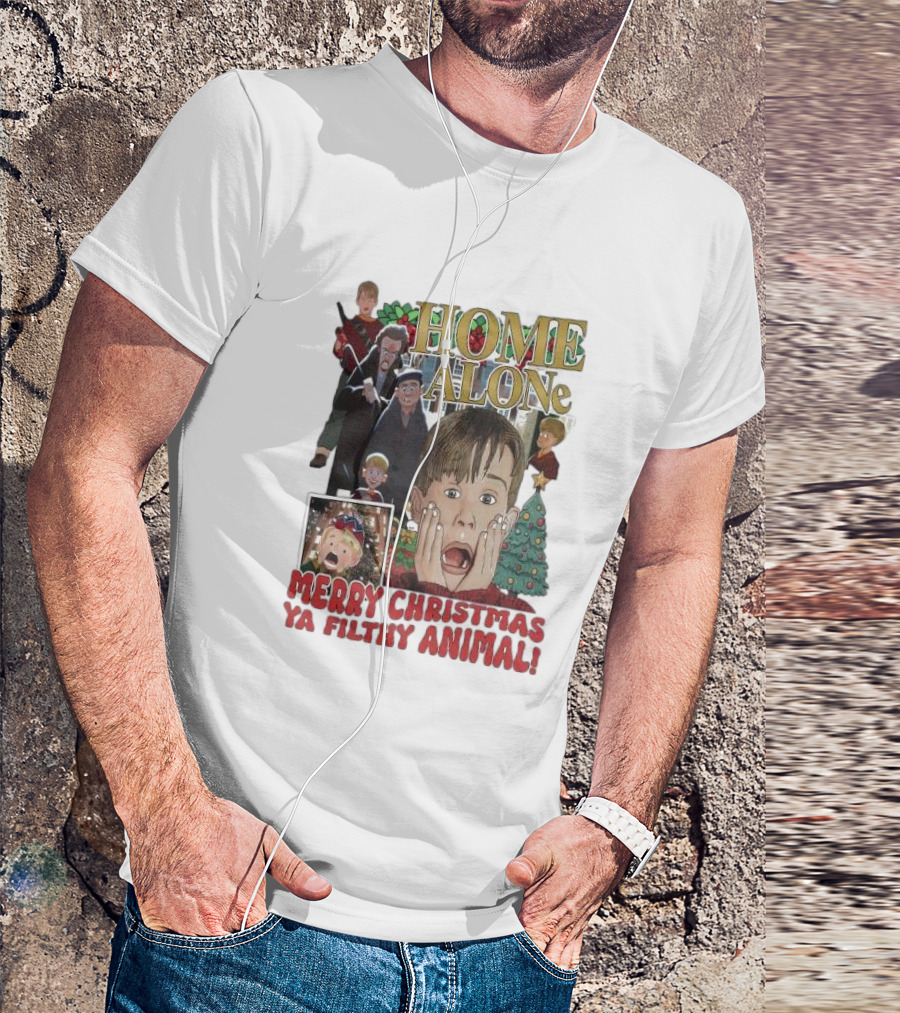 Home Alone Merry Christmas Ya Filthy Animal Kevin McCallister Holiday Movie Collage T-Shirt