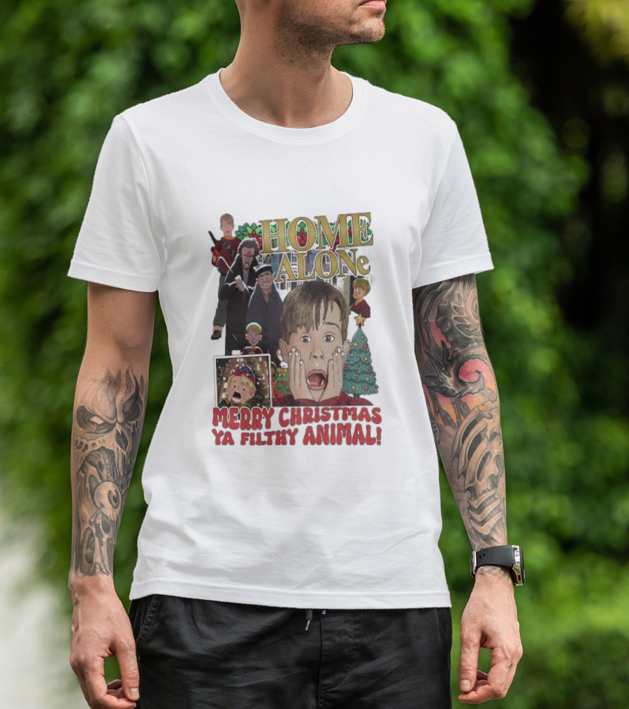 Home Alone Merry Christmas Ya Filthy Animal Kevin McCallister Holiday Movie Collage T-Shirt