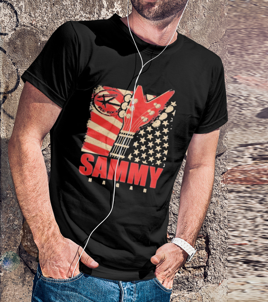 Sammy Hagar Red Rocker American Flag Guitar T-Shirt