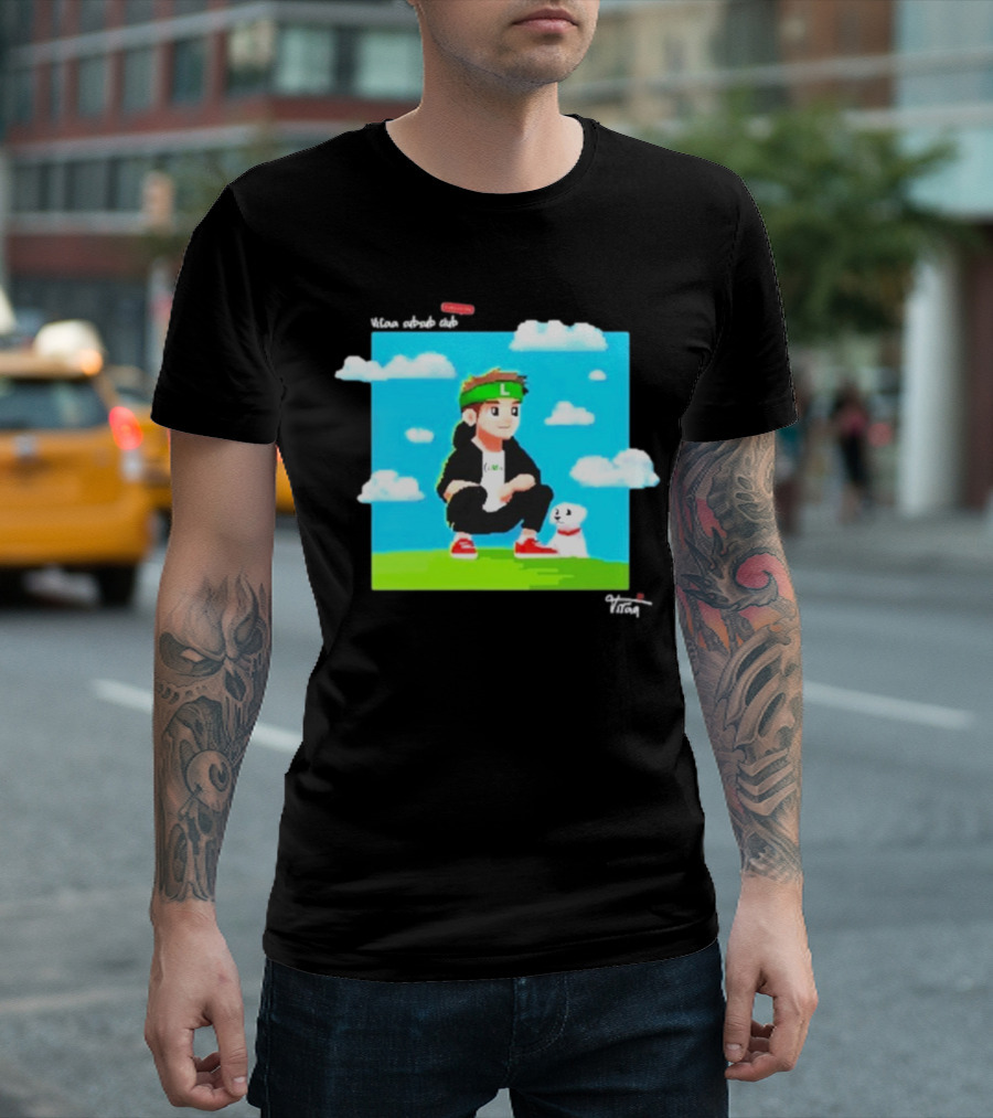 Vitaa Pixel 2024 Green Headband Cartoon Character With Dog T-Shirt