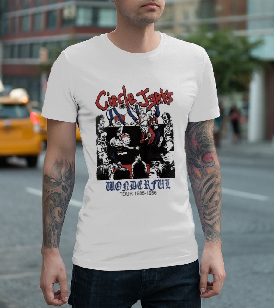 Circle Jerks Wonderful Tour 1985-1986 Punk Concert Artwork Crowd Scene T-Shirt