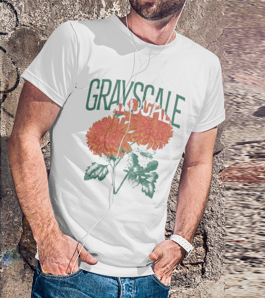 Grayscale Vintage Flower Logo T-Shirt