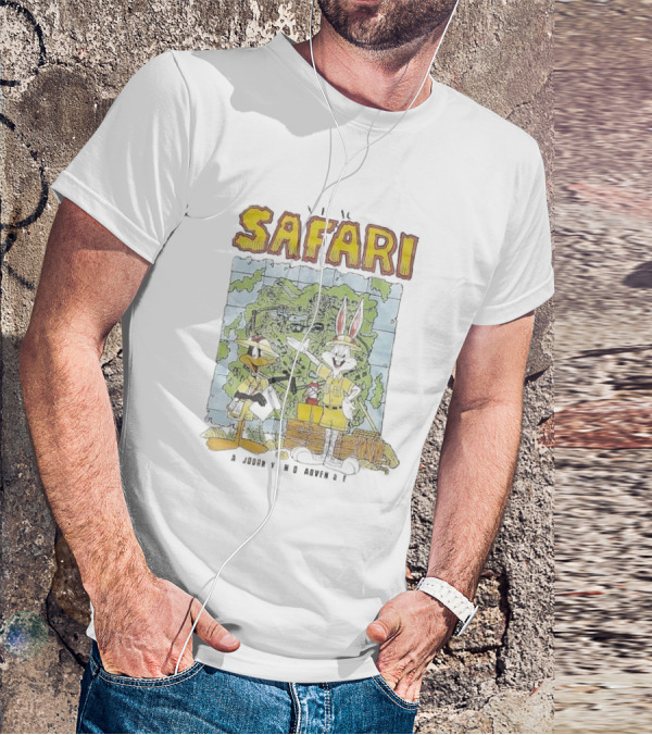 Safari Adventure With Iconic Cartoon Characters Map Exploration T-Shirt
