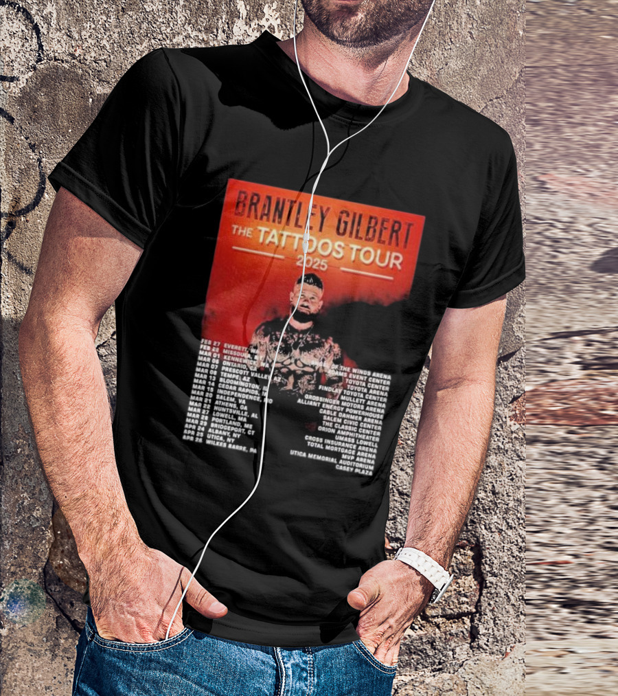 Brantley Gilbert The Tattoos Tour 2025 USA Dates And Venues T-Shirt