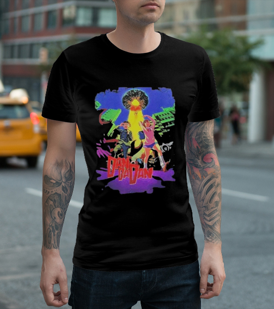 Dan Da Dan Manga Anime UFO Adventure Neon Colors T-Shirt