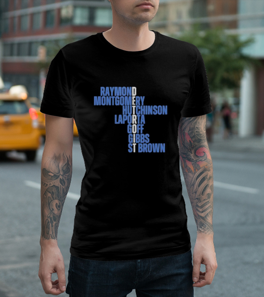 Detroit Raymond Montgomery Hutchinson LaPorta Goff Gibbs St Brown T-Shirt