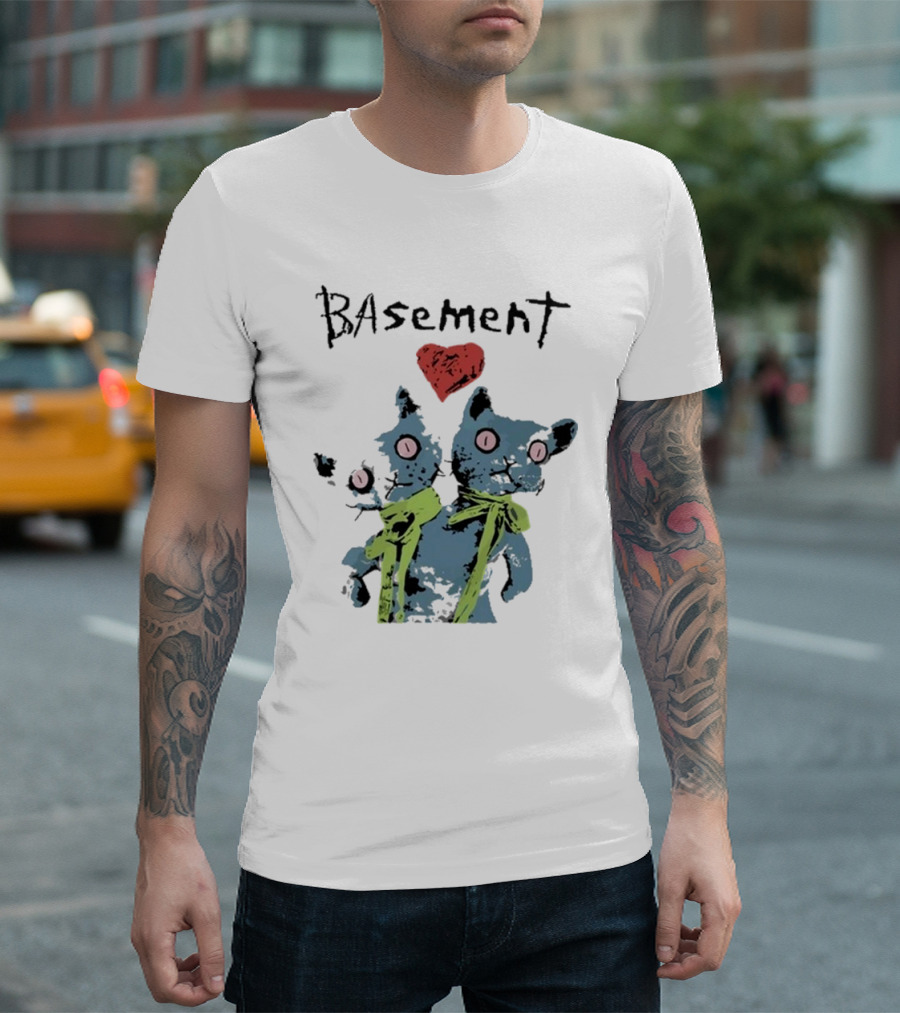 Basement Siamese Cats with Heart T-Shirt