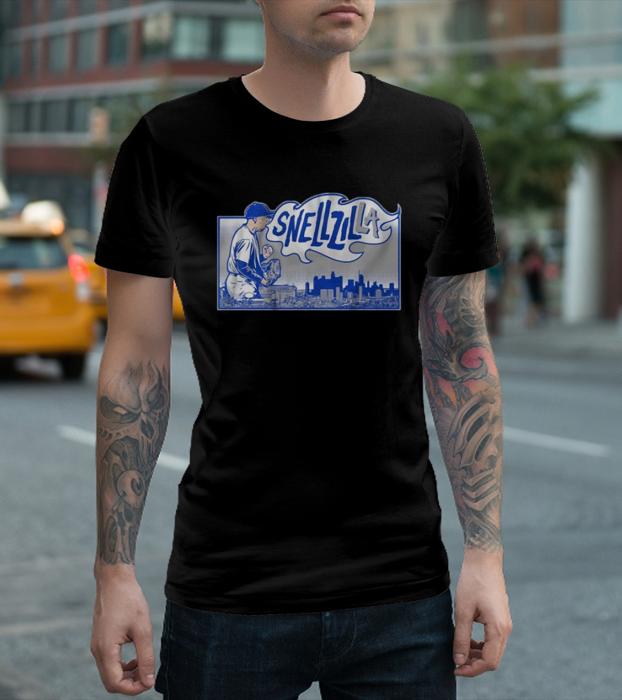 Blake Snell Snellzilla LA Baseball Pitcher City Skyline T-Shirt