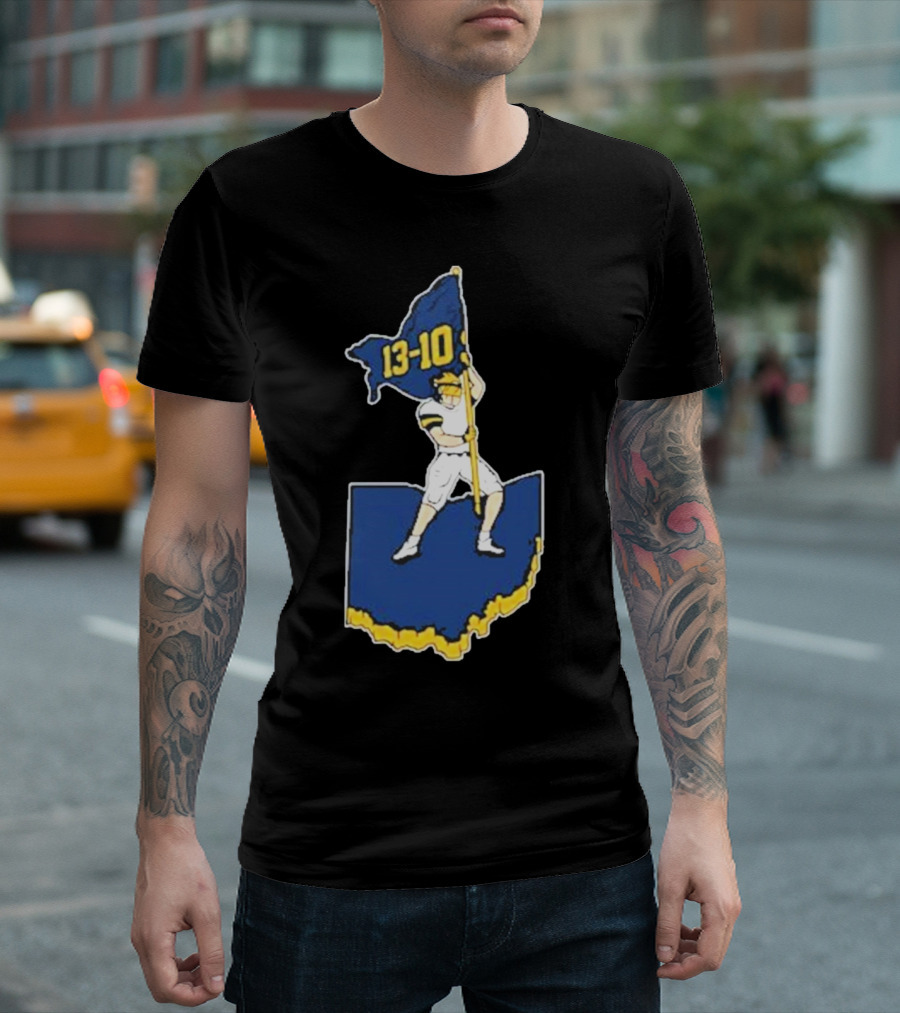 13-10 Michigan Flag Football Victory Over Ohio Outline T-Shirt