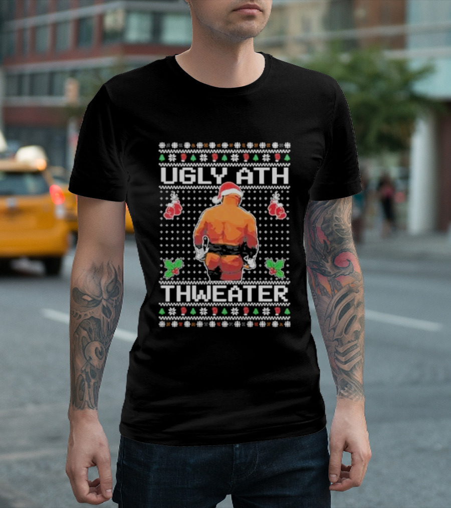 Mike Tyson Ugly Ath Thweater Ugly Christmas Sweater Santa Boxing T-Shirt