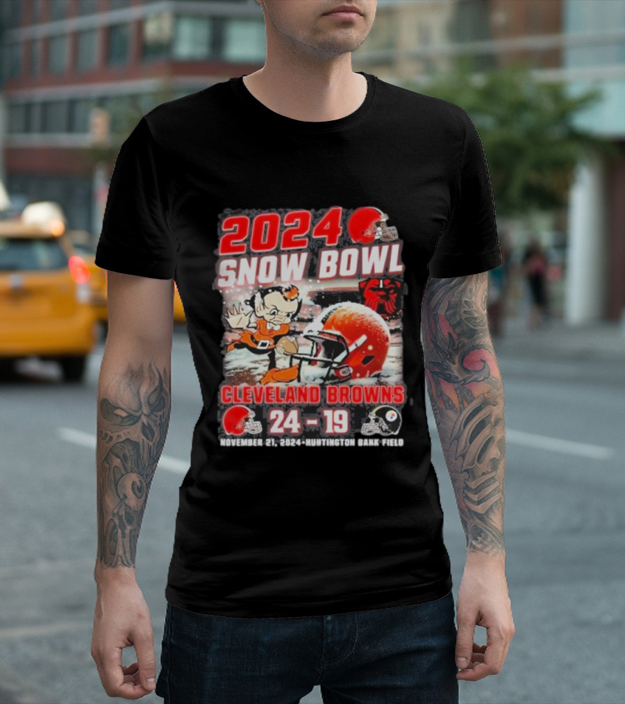 Cleveland Browns 2024 Snow Bowl Beat Steelers 24-19 November 21 Huntington Bank Field T-Shirt