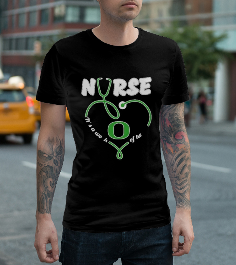 Oregon Ducks Nurse It’s a Work of Heart Stethoscope T-Shirt