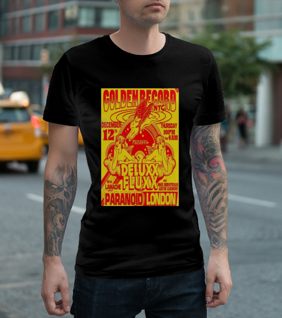 Golden Record NYC Presents Deluxx Fluxx with Lamache and Paranoid London December 12th T-Shirt