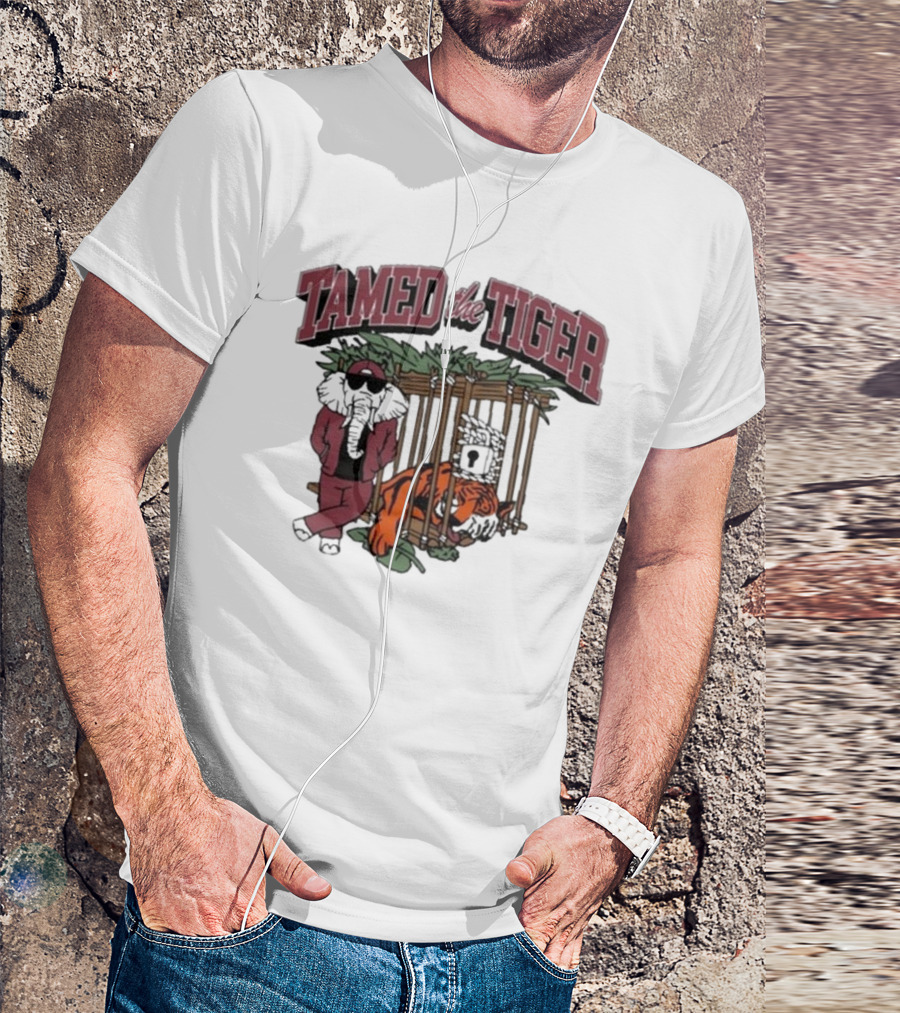 Tamed The Tiger Alabama Football Rivalry Elephant And Caged Tiger T-Shirt
