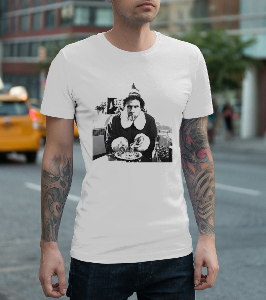 Elf Eating Spaghetti Christmas T-Shirt