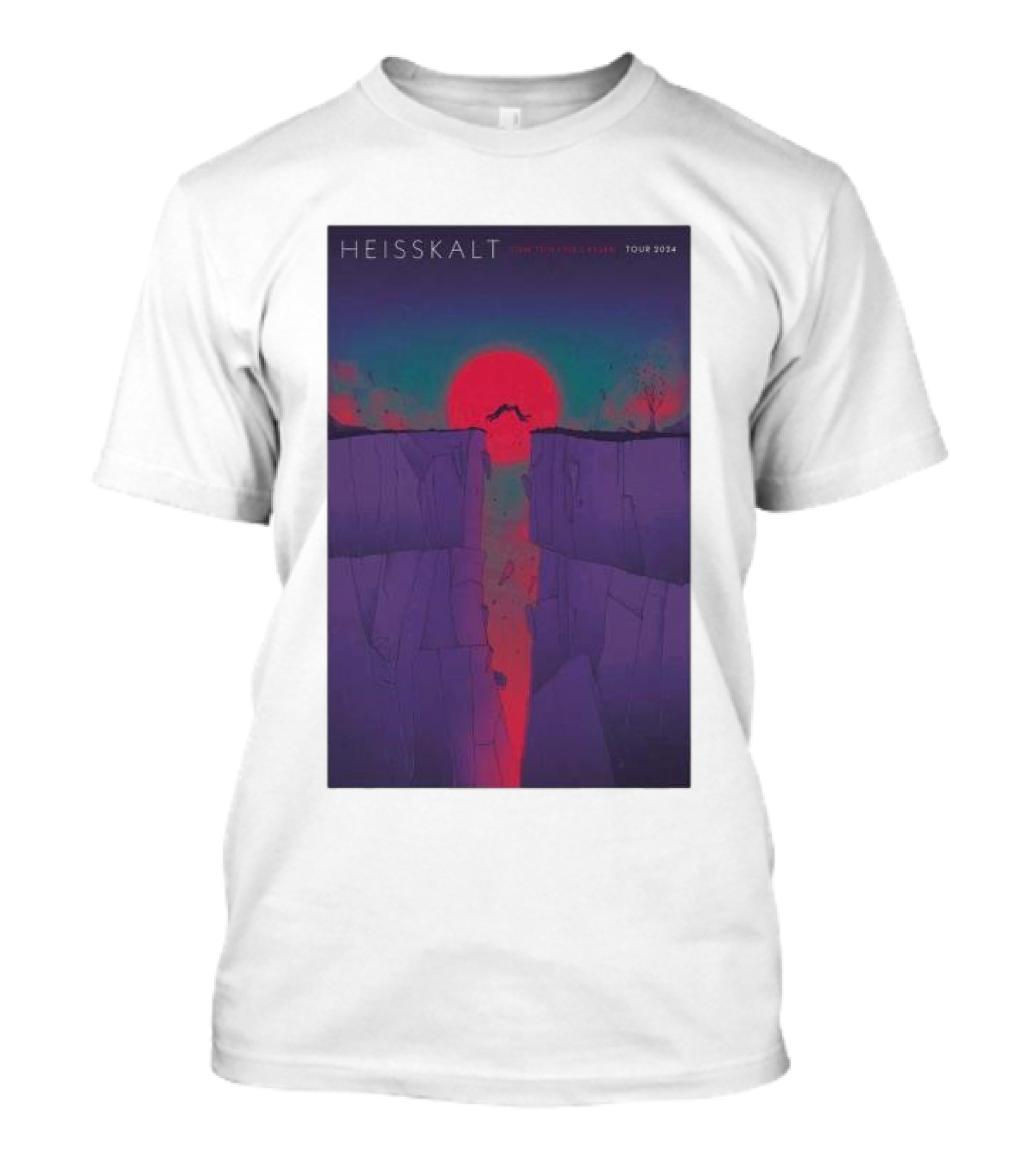 Heisskalt Vom Tun Und Lassen 2024 Tour Jumping Over A Canyon With Vibrant Sunset T-Shirt
