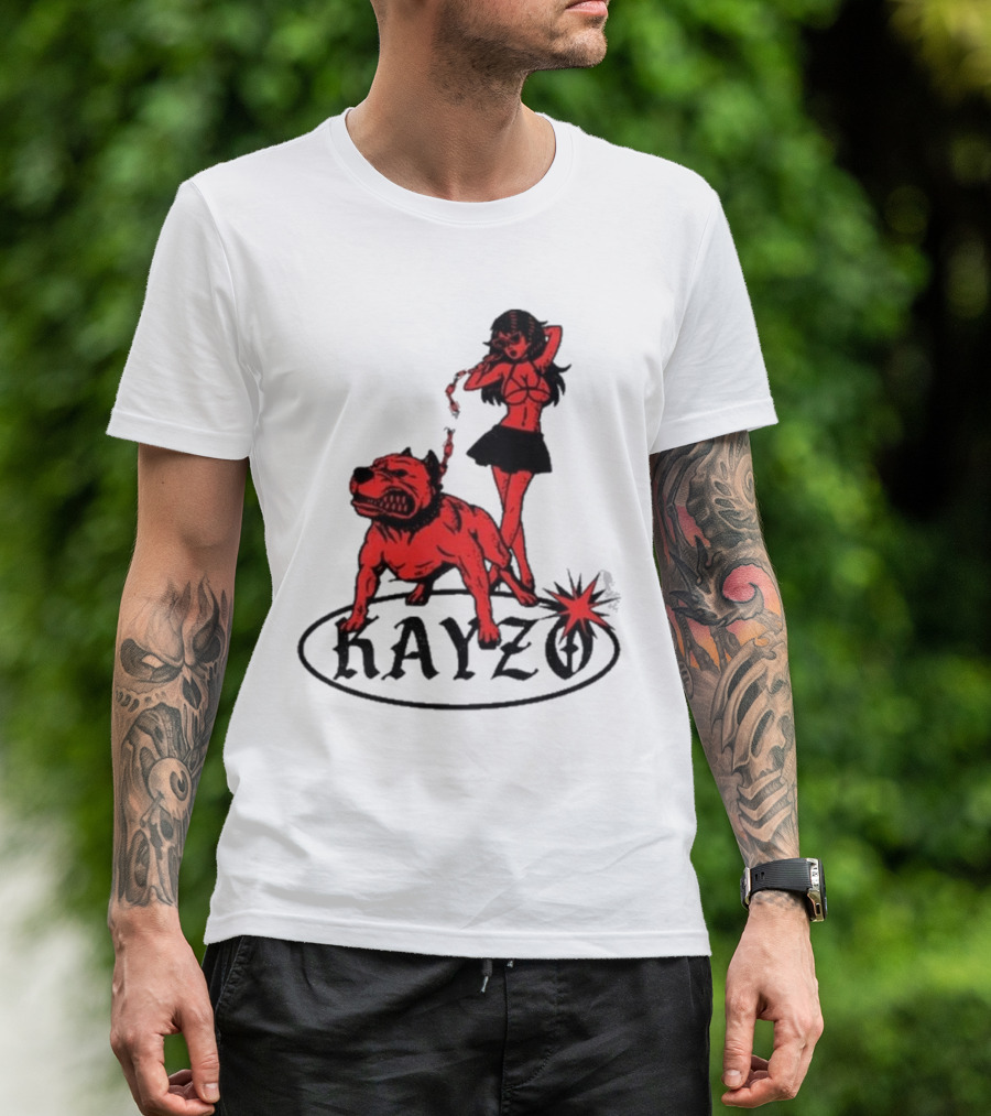 Kayzo Unleashed Red Dog And Woman T-Shirt