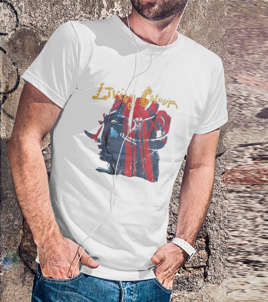 Living Colour 2024 Abstract Face Red Blue Stripes T-Shirt