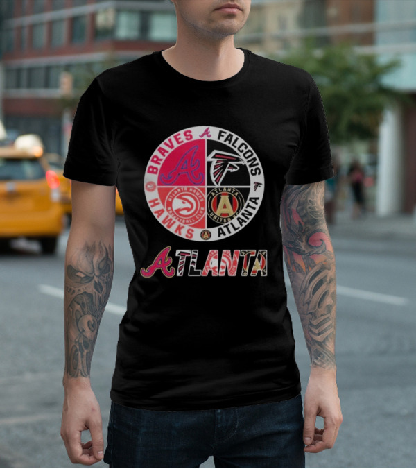 Atlanta Braves Falcons Hawks United FC Logos T-Shirt