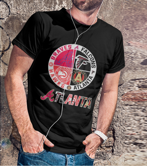 Atlanta Braves Falcons Hawks United FC Logos T-Shirt
