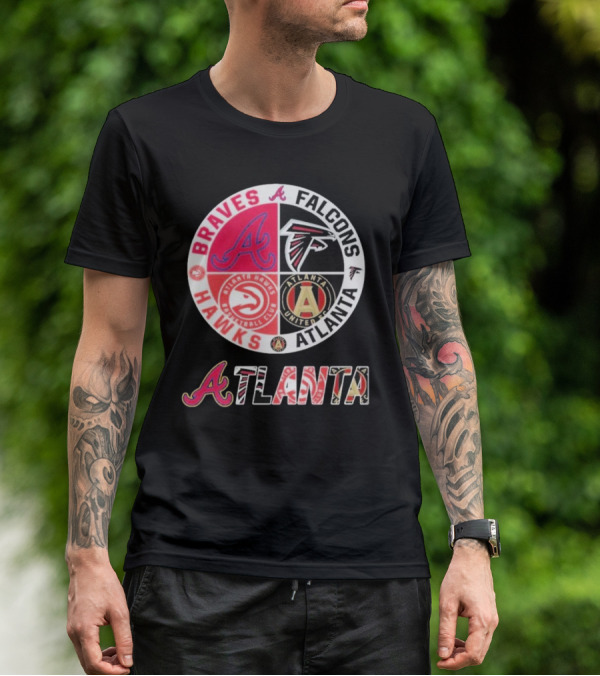 Atlanta Braves Falcons Hawks United FC Logos T-Shirt