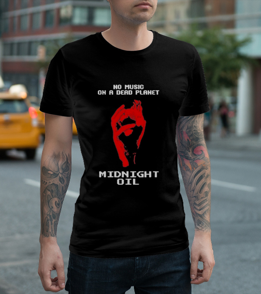 Midnight Oil No Music On A Dead Planet Red Hand T-Shirt