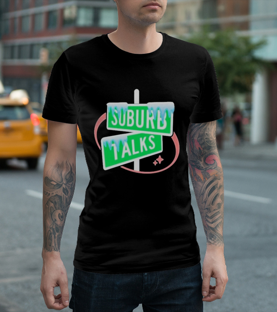 Suburb Talks Snowy Street Signs Christmas T-Shirt