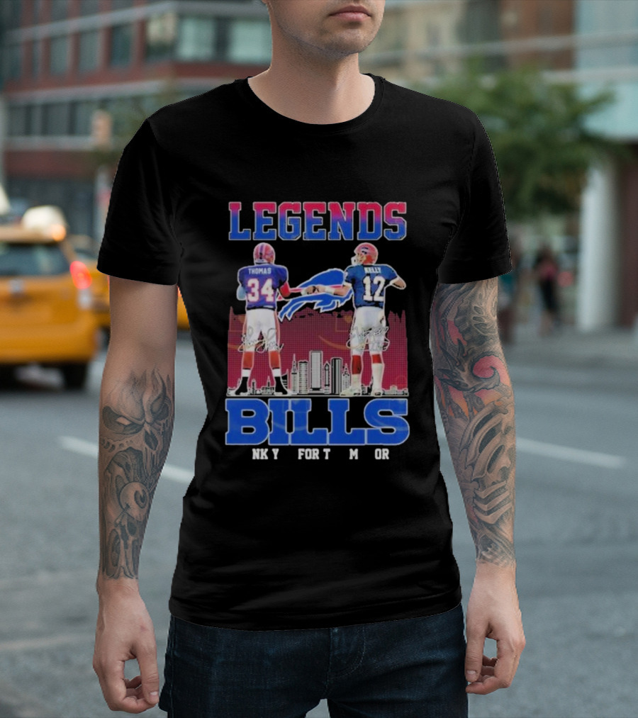 LEGIENDS Buffalo Bills Thomas Kelly Signature Thank You For The Memories T-Shirt