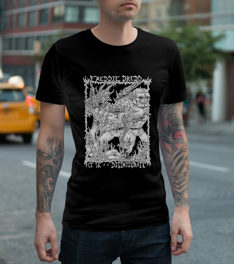 Freddie Dredd Cease and Disintegrate Demon Soldiers Combat Scene T-Shirt
