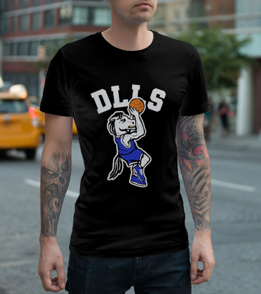 DLLS Basketball Horse Player in Blue Jersey T-Shirt
