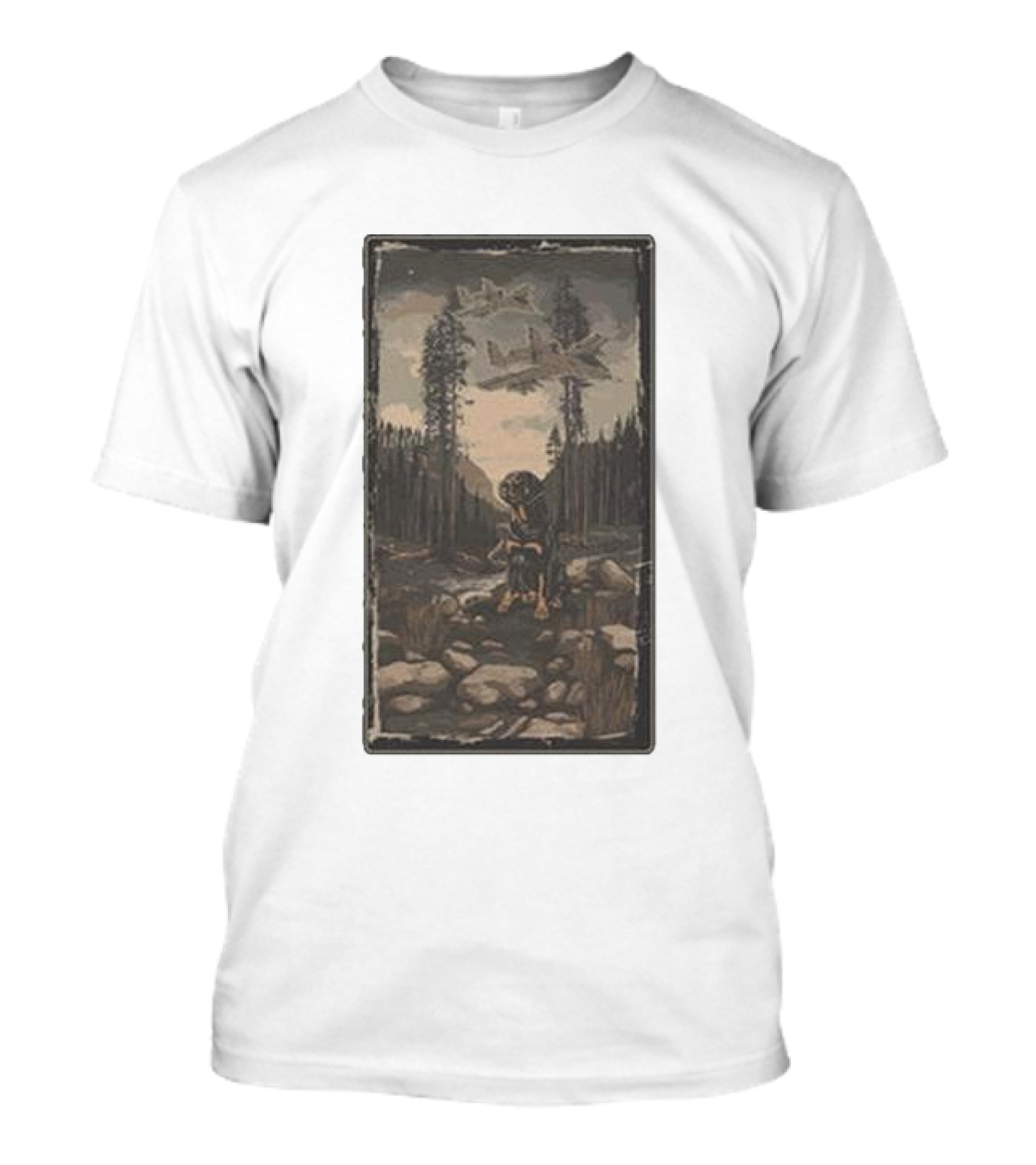 Kids A10 Rottie Good Ole Boy Forest Scene With Mountain Planes And Dog T-Shirt