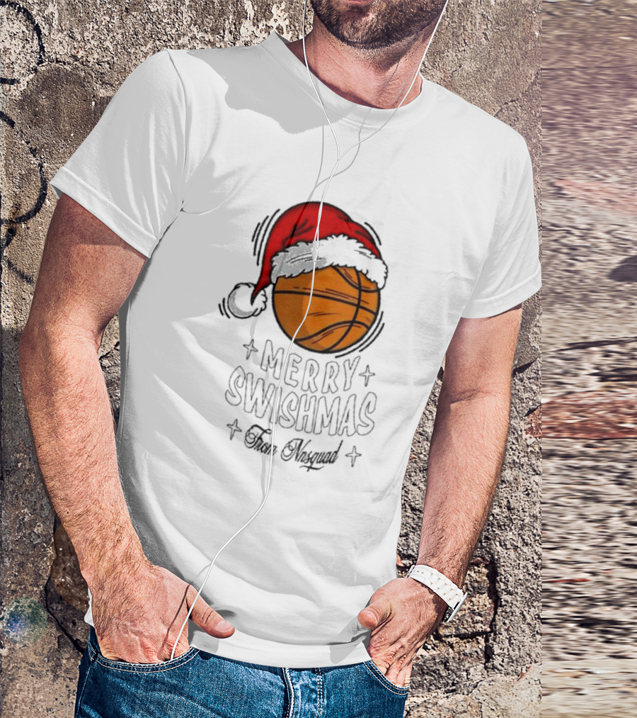 Merry Swishmas From Nnsquad Basketball Santa Hat T-Shirt