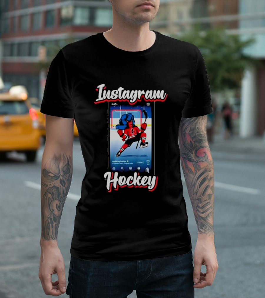 Instagram Hockey Post Jersey Devils Player Action T-Shirt