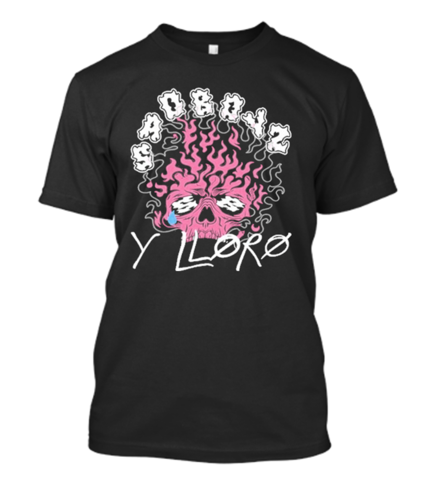 SAD BOYZ Y LLORO Flaming Pink Skull With Tears T-Shirt