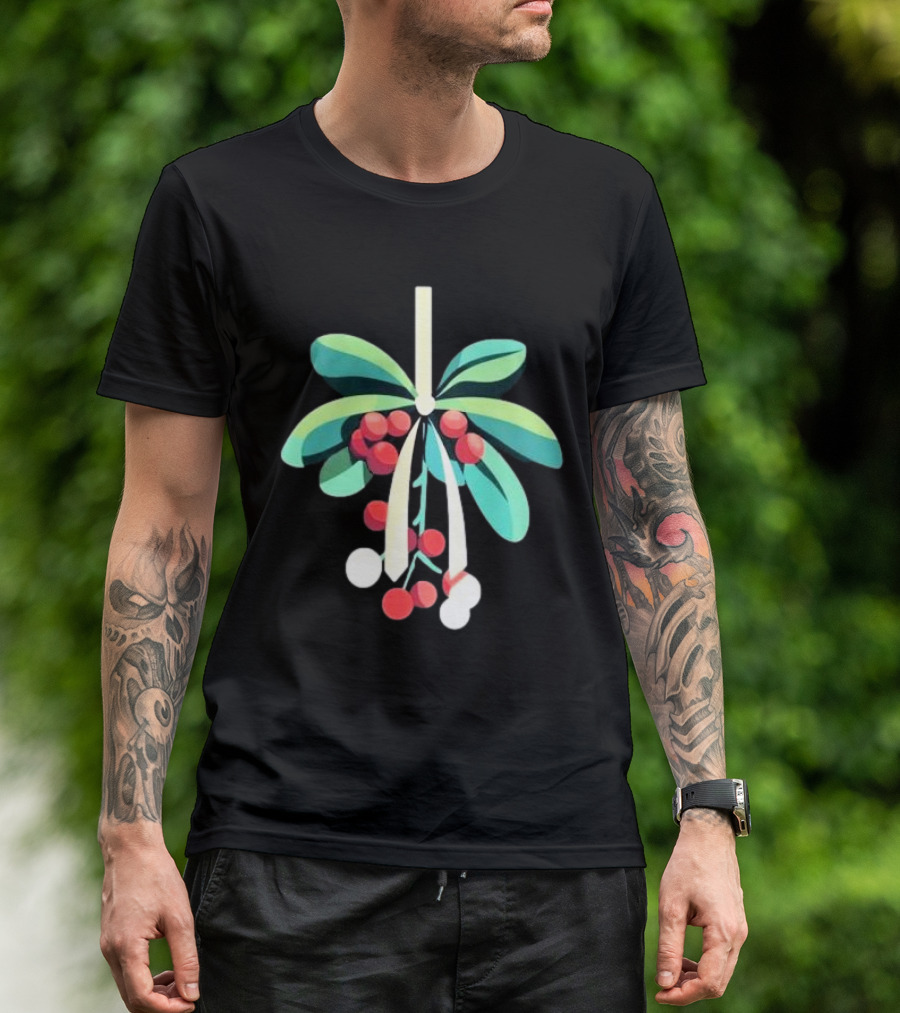 Mistletoe Nimbus Christmas Holiday Festive Greenery Berries T-Shirt