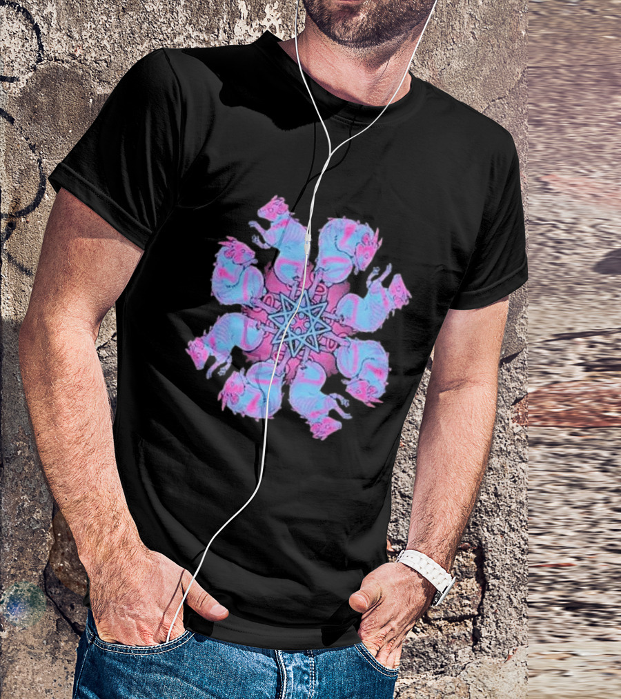 Pinku Kult Rat King Star Pattern Circular T-Shirt