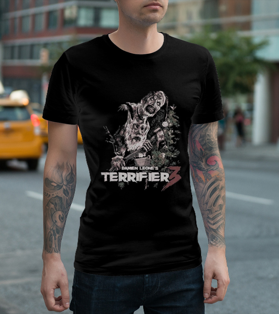Damien Leone's Terrifier 3 Santa's Here Horror Christmas T-Shirt