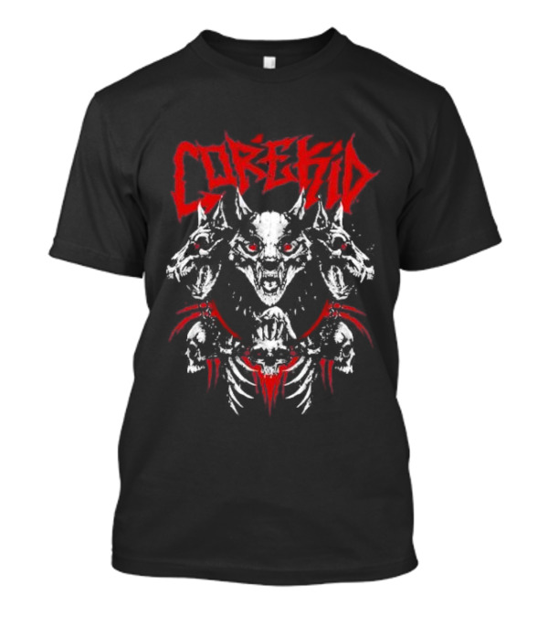 Corekid Cerberus Three-Headed Skull Beast Red Accents T-Shirt