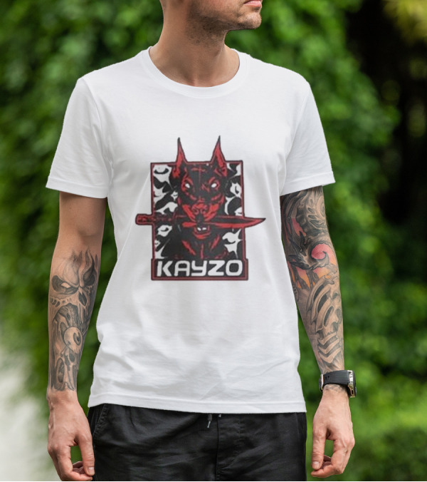 Kayzo Knife Dog Logo With Red And Black T-Shirt