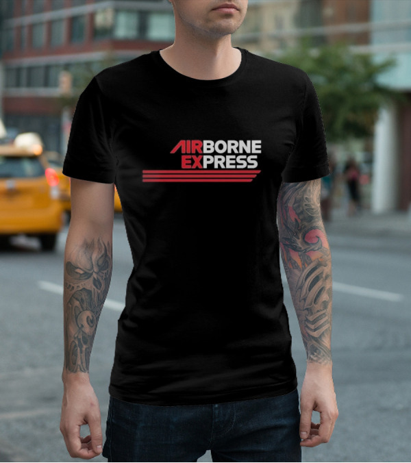 Airborne Express Airlines Retro Logo Red Stripes T-Shirt