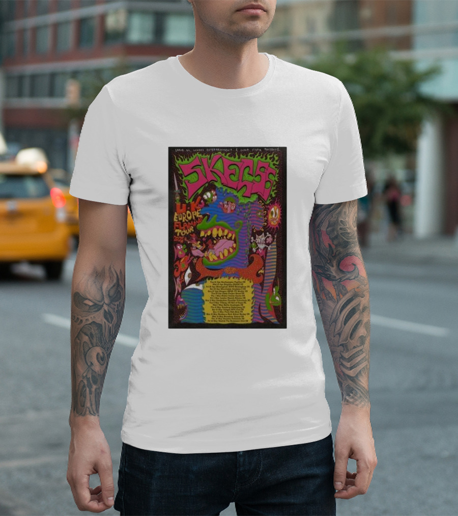 Uk Europe Flaming Tour 2025 Skegss Psychedelic Monster T-Shirt