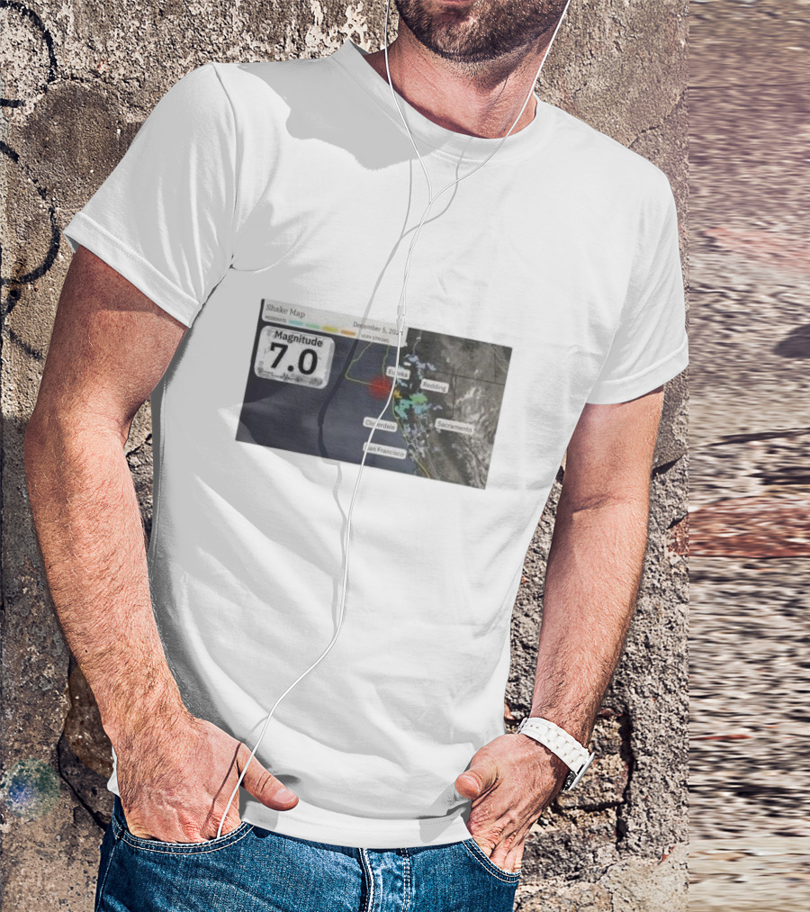 Shake Map December 5, 2024 Magnitude 7.0 Eureka Redding Cloverdale San Francisco Sacramento I Survived Earthquake N California T-Shirt
