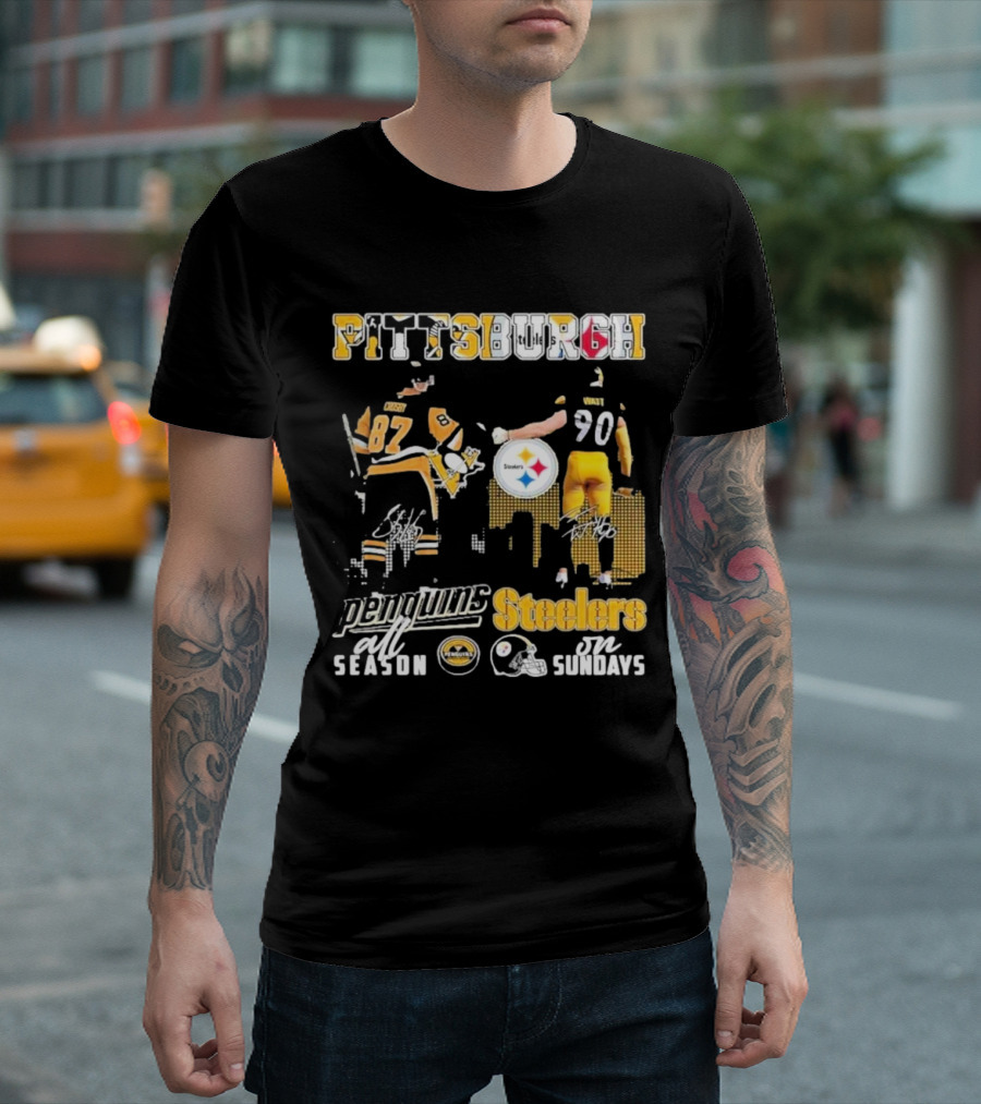 Pittsburgh Penguins All Season Steelers On Sundays Hockey Football Pride T-Shirt