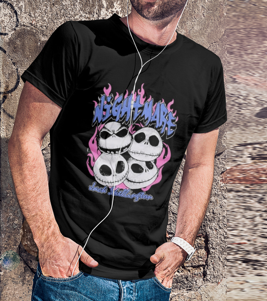 NIGHTMARE Jack Skellington Heads Flame T-Shirt