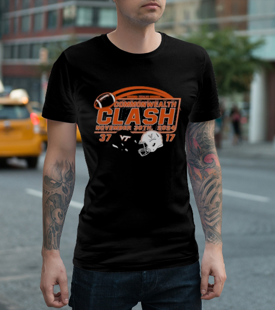 Virginia Tech Hokies vs Virginia Cavaliers Commonwealth Clash November 30th 2024 Final Score 37-17 T-Shirt