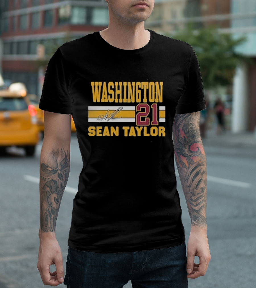 Washington Commanders 21 Sean Taylor Signature Homage Charcoal NFL Tri-Blend T-Shirt