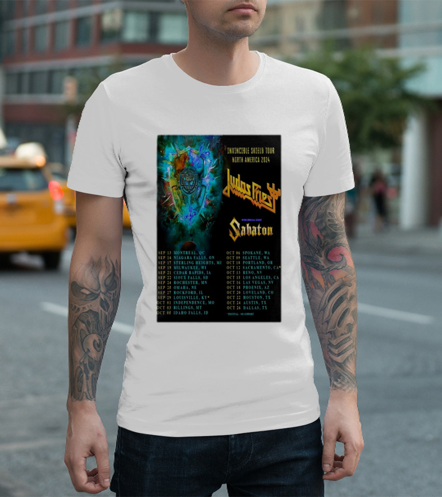 Judas Priest Invincible Shield Tour North America 2024 with Special Guest Sabaton T-Shirt